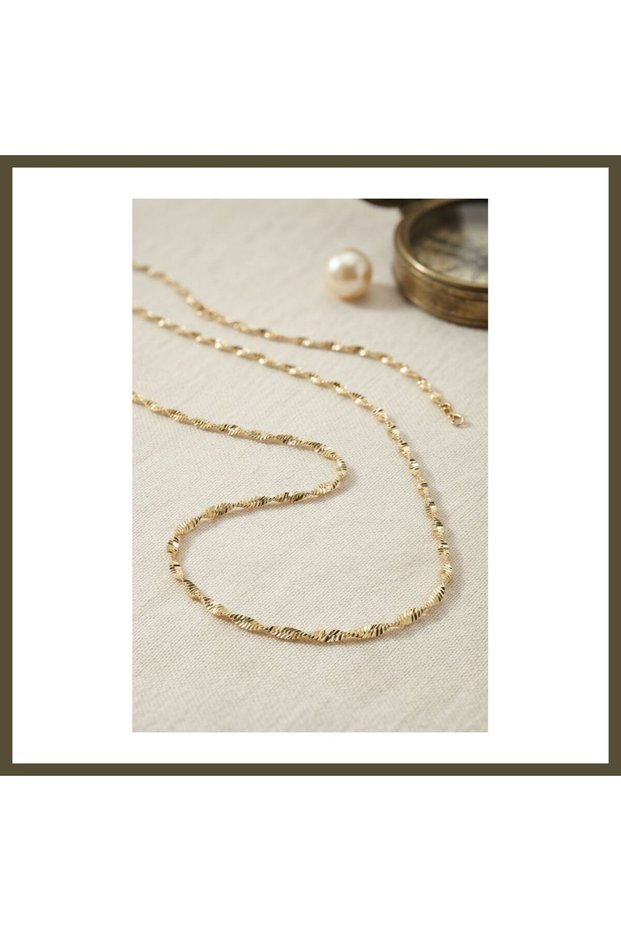 Gold-Toned Twisted-Design Modal Women's Necklace BX