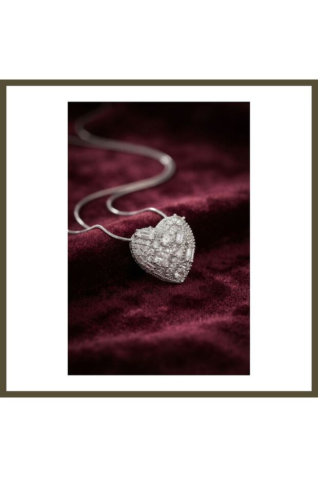 316L Stainless Steel Chain, Silver-Colored, Zircon-Set Women's Necklace BX