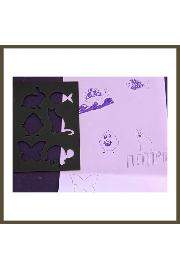 3D-Printed Animal Figures Drawing Template - Multi-Design Template - Black BX