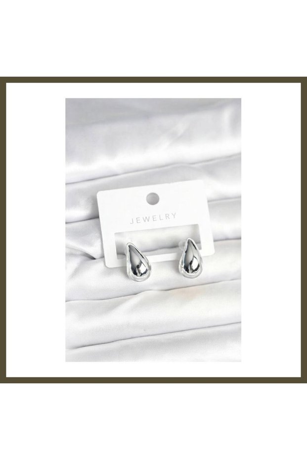 Silver-Colored Teardrop Earrings, 17 mm, BX