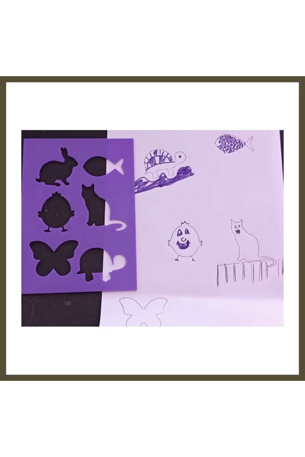 3D-Printed Animal Figures Drawing Template - Multi-Design Template - Purple BX