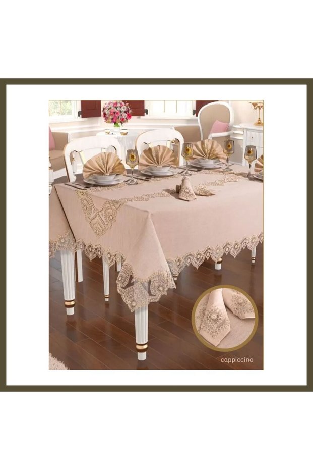 Kapicino Kartanesi Gardenia Linen 12-Person 160 × 220 cm Dinnerware Table Set BX