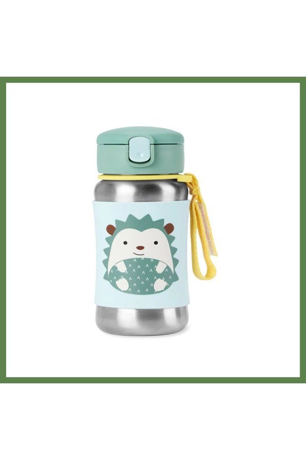 Zoo Stainless Steel Water Bottle with Straw, 350 ml, Hedgehog · Color: Hedgehog HB006