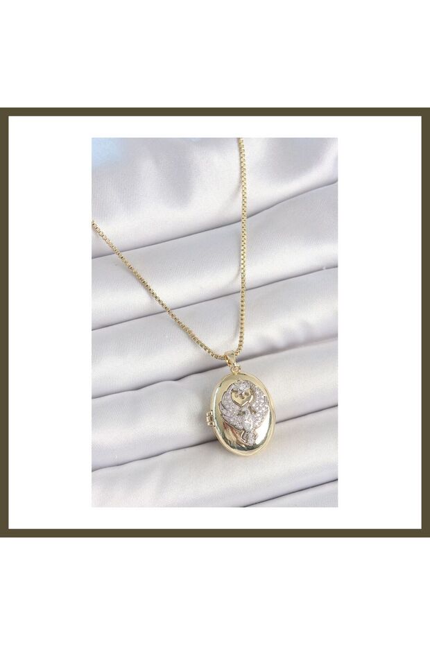 316L Stainless Steel Gold-Colored Chain with Zircon Stones and Phoenix Embroidery, Drop-Style Women's Necklace BX