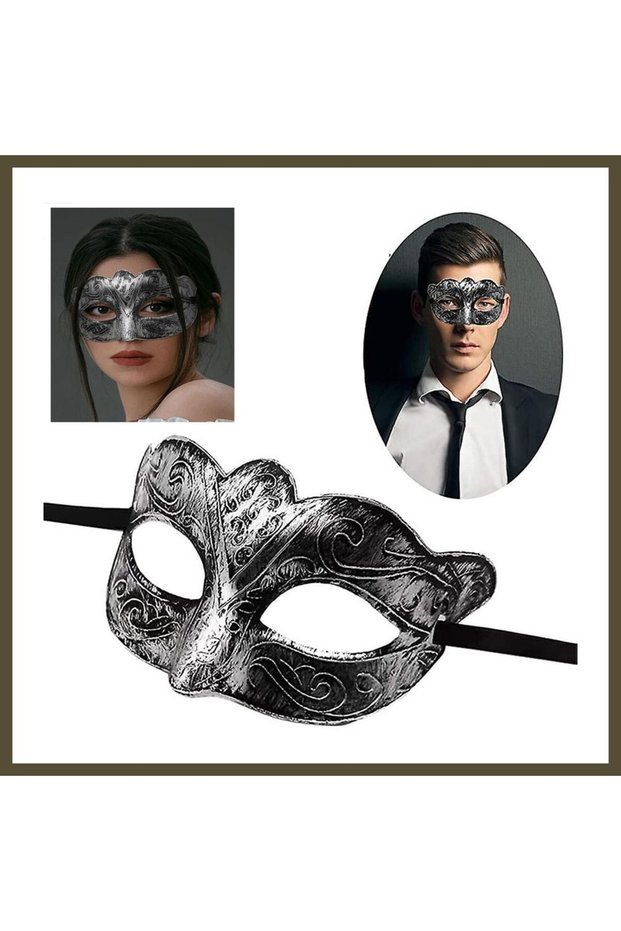 Masquerade Ball Antique Gray Silver Distressed Mask Ball Venice BX