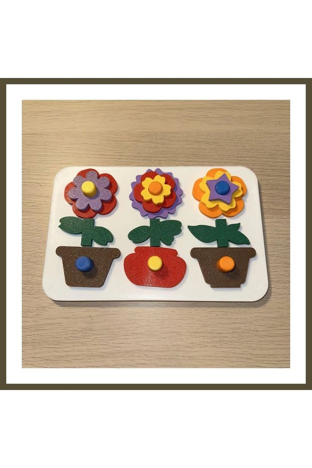 3D-Printed Flower Puzzle Board in a Pot - Build Layered Flowers and Match Colors S BX
