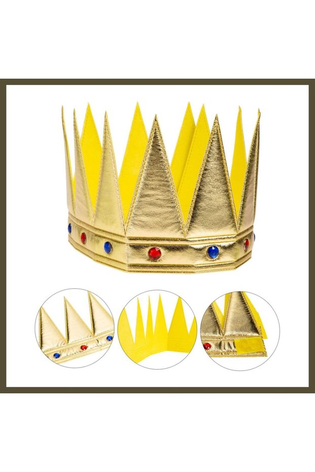 Gold-Colored Soft EVA King's Royal Crown, Suitable for Adults and Children, 55 cm BX