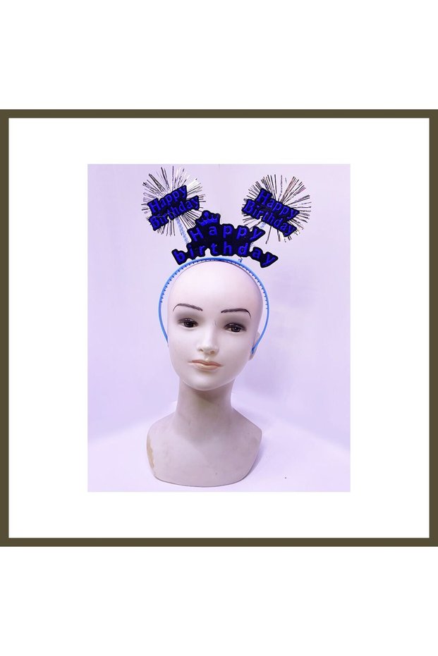 "Happy Birthday" Tasseled Neon Blue Birthday Crown, 22x19 cm BX