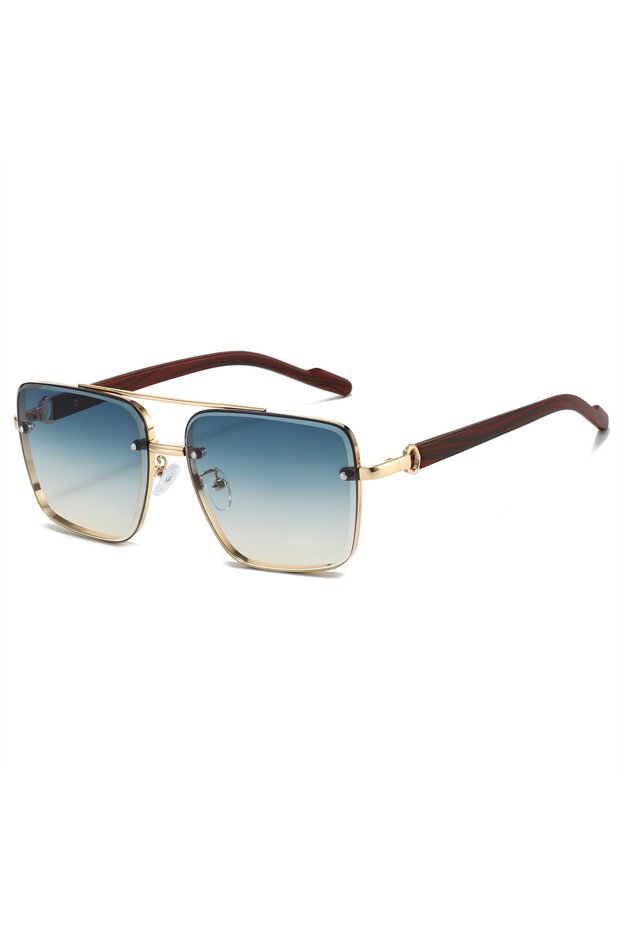 golden frame blue yellow KAMMPT Fashion Retro Pilot Gradient Shades Women New Trendy Wooden Travelli