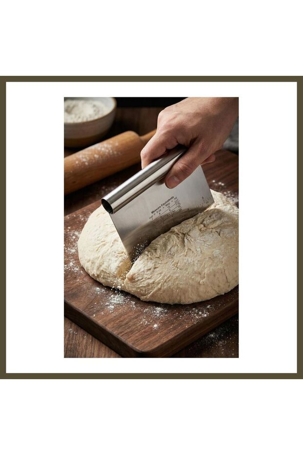 Stainless Steel Dough Cutter & Dough Shaper Spatula with Measurement Guide (11x14 cm) BX