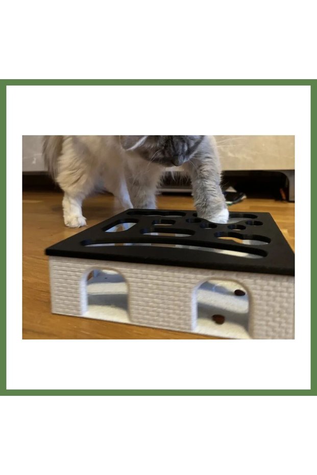 3D-Printed Cat Puzzle Toy: Slow-Feeding Activity Box with Brick Pattern for Hiding Treats HB006