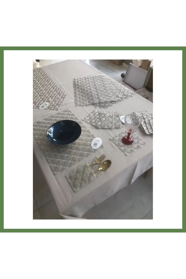 Orion Gardenia Linen Tableware Set, 160x260 Table Set, 26-Piece Set with Table Runner, Model HB006