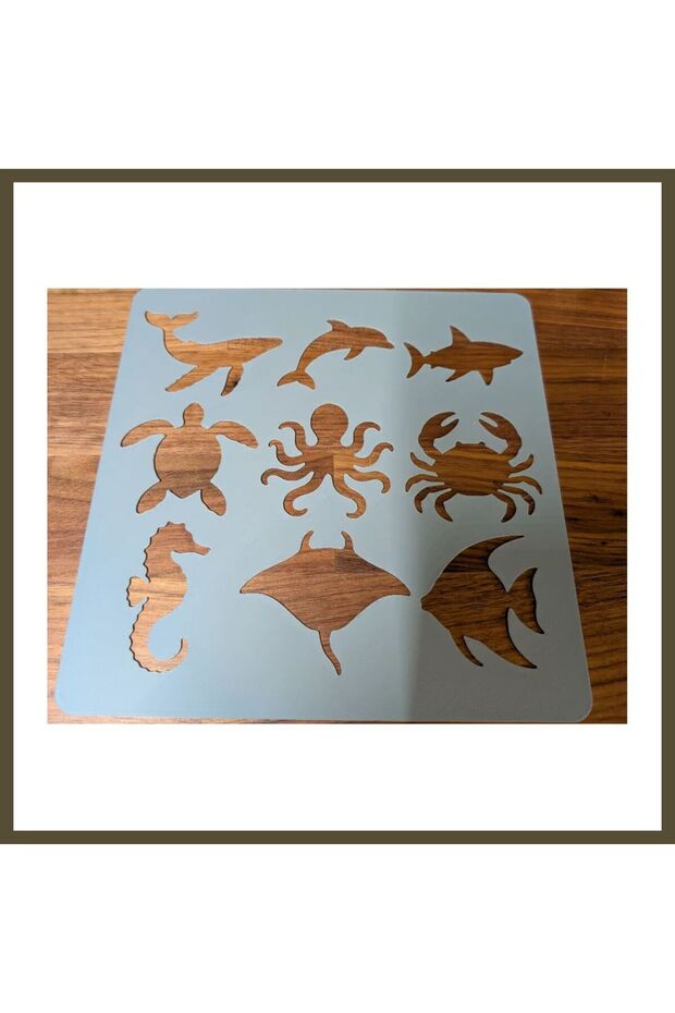 3D-Printed Marine Animals Drawing Template - Multiple Design Template - Blue BX