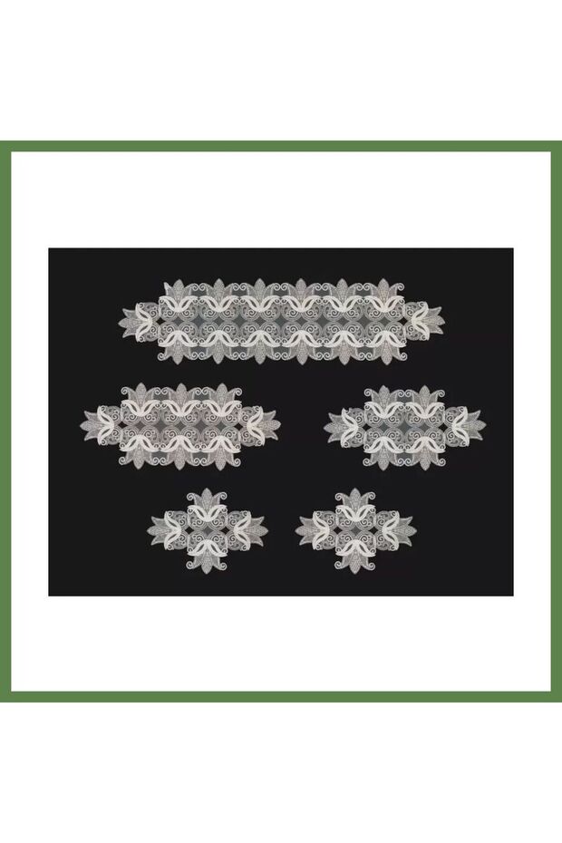 5-Piece Living Room Set with Lace Tablecloth and Table Runner Set—Bridal Set, Elegant Design No. 96801 HB006