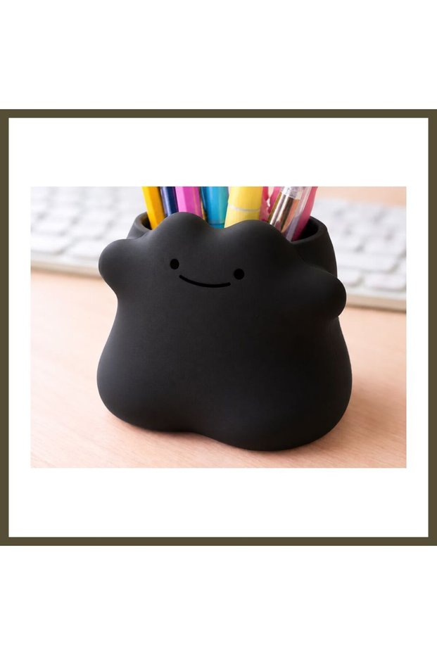 3D-Printed Smiling Cloud Pencil Holder - Desktop Organizer - Black BX