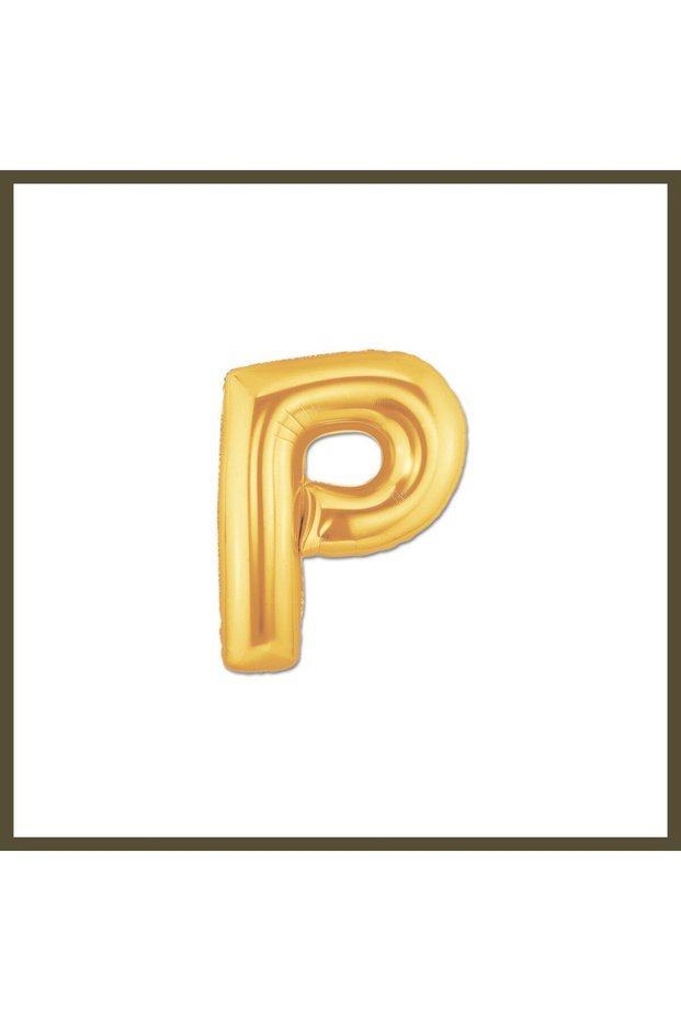 Gold-Colored "P" Letter Foil Balloon, 40 inches, BX
