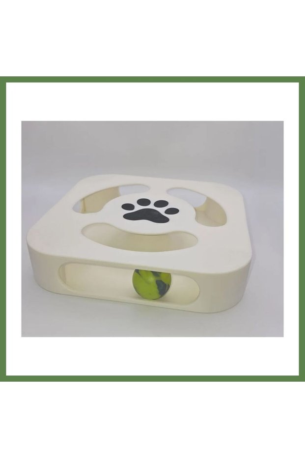 3D-Printed Interactive Cat Toy: Paw-Patterned Ball-Shaped Puzzle Toy, Square Ball, Park HB006