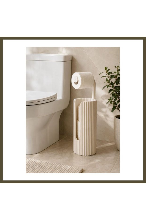 3D-Printed Freestanding Toilet Paper Holder with Spare Roll Storage—Modern Toilet Paper Stand Model BX