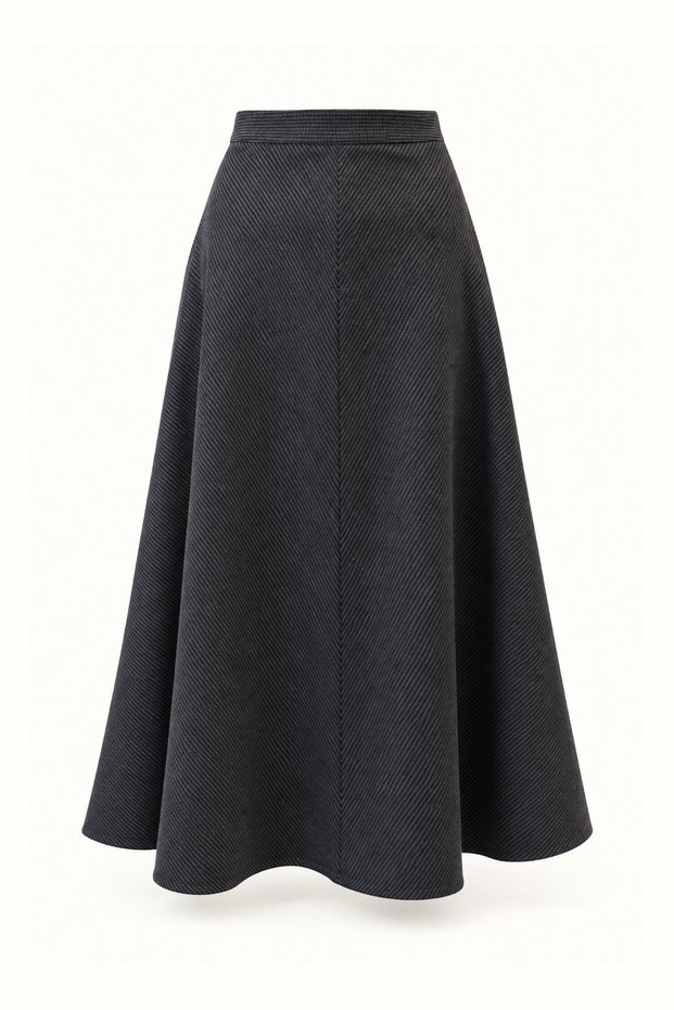 Navy Blue Melton A-Line Skirt