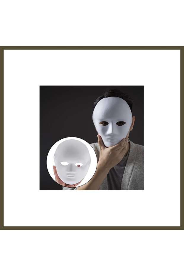 White, Paintable, Generic Full-Face Cosplay Mask, 24x18 cm BX