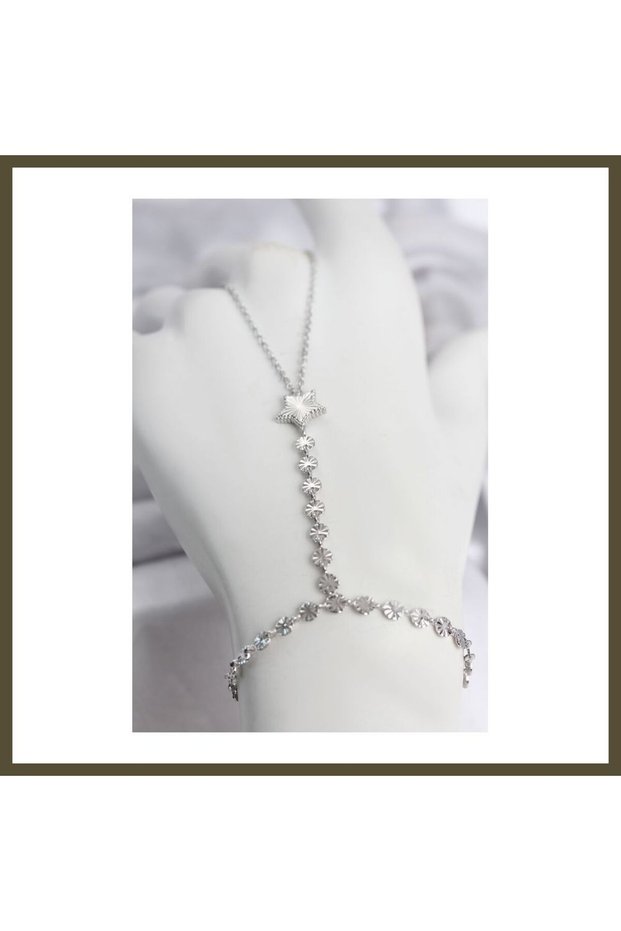 Silver-Colored Brass Laser-Cut Star-Shaped Shahmeran BX with Zircon Stones