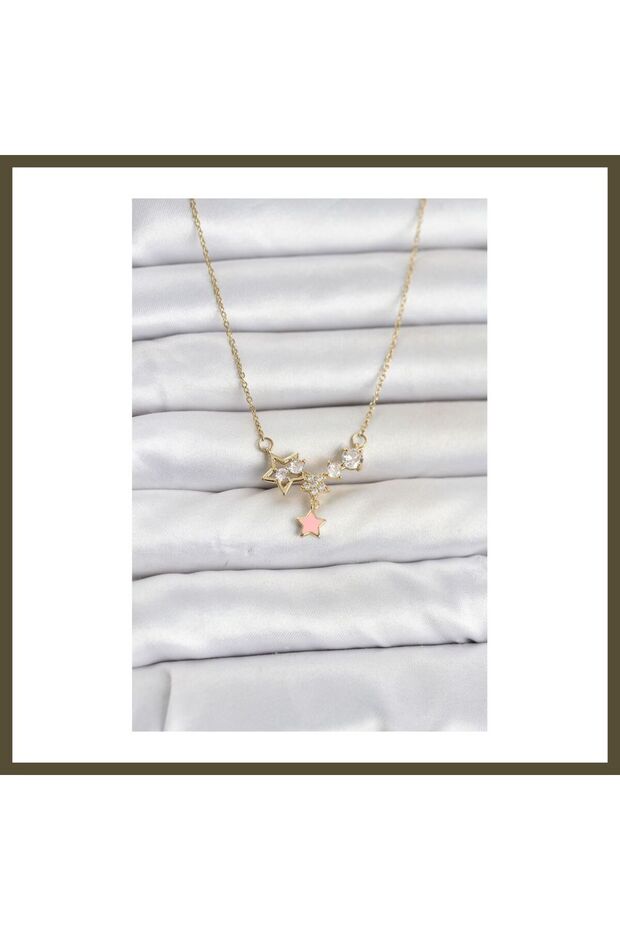 316L Stainless Steel Chain, Gold-Colored Star-Shaped Women's Necklace BX