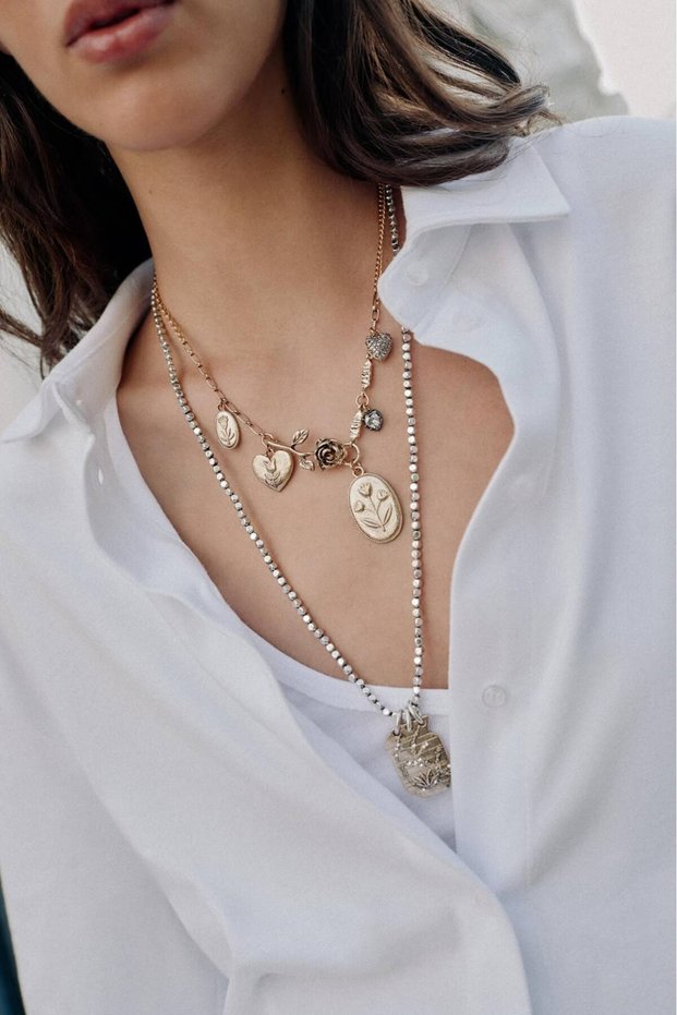 Brand Model 2-Piece Charm and Medallion Necklace Set