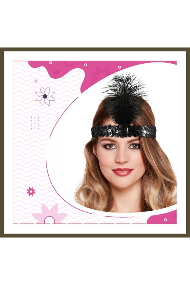 Black Charliston Headband, 1990s and 1980s, Fuzzy Hairband BX