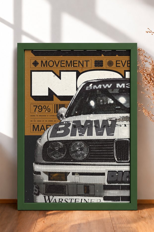 Dot-Print Retro German Race Car Framed Art Print Car Poster Wall Decor OTO187