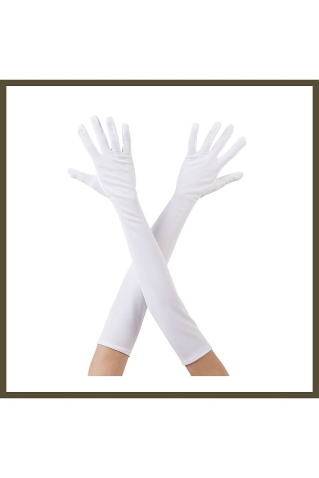 White Fabric Gloves, Elbow-Length, 40 cm BX
