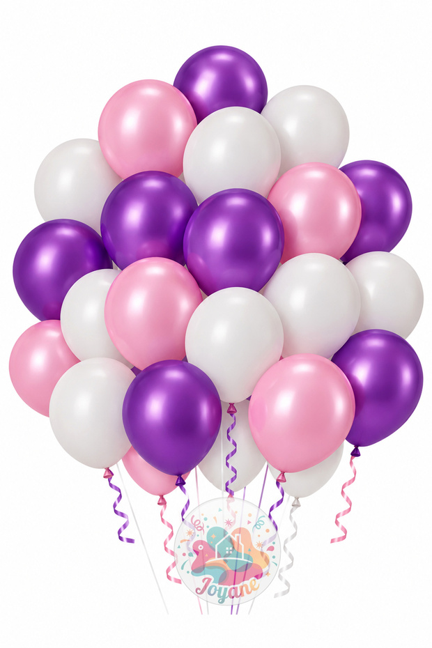 Metallic Pink, Purple, Pastel, and White Balloon Set | 24-Piece Premium-Quality Balloon Set for Parties and Birthdays