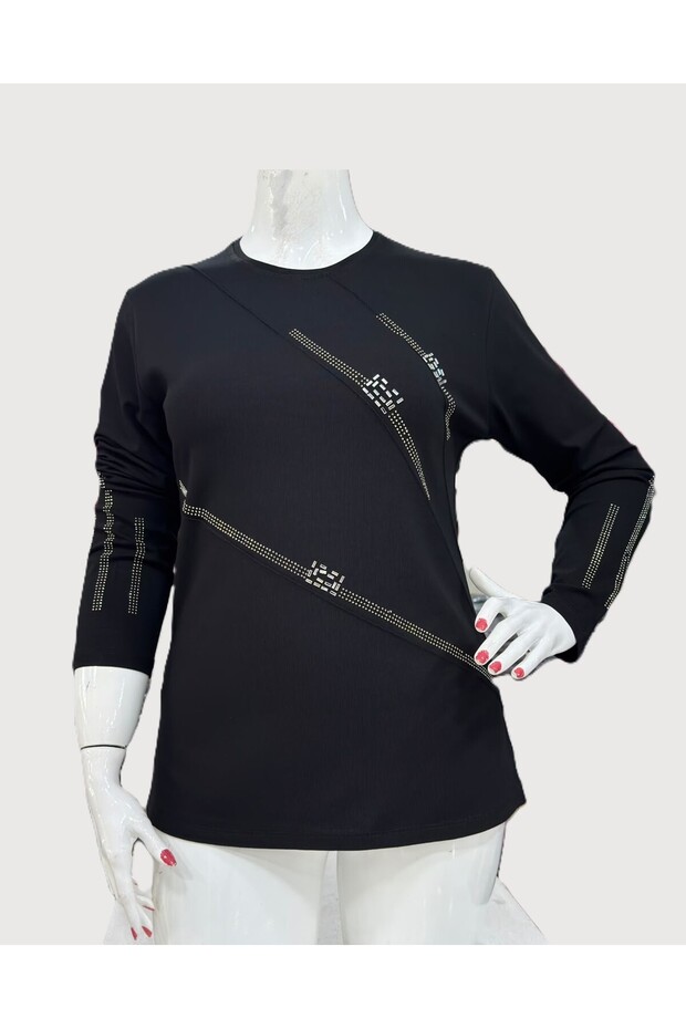 Women's Luxury Blouse Embellished with Stones and Clover Print for Maternity