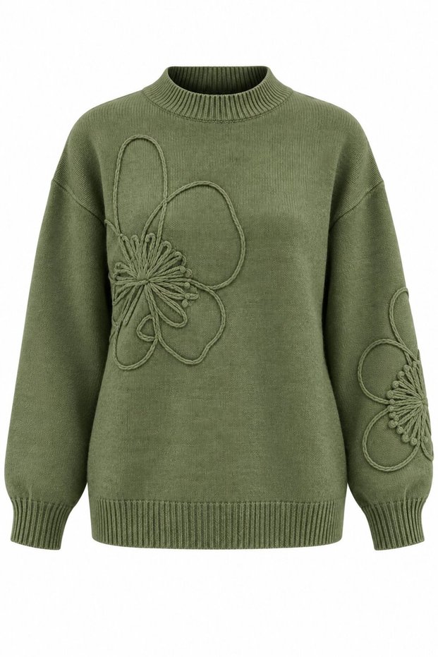 Green Mesh-Knit Sweater - 2y251085
