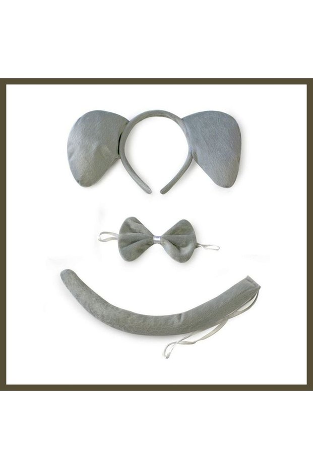 Elephant Costume Accessory Set (3-Piece) - Crown, Bow Tie, Tail BX
