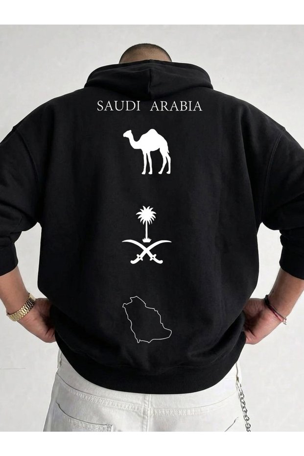 Black Oversized Hooded Sweatshirt, 100% Cotton