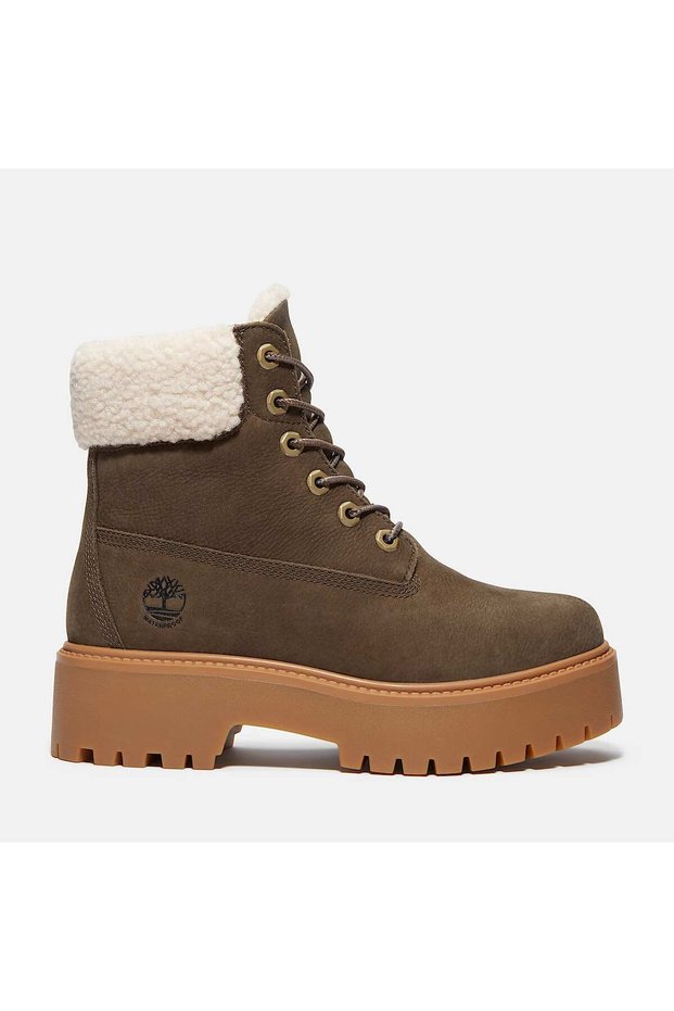 Women's Nubuck Lace-Up Boots with Fur-Lined Interior, Winter, Thick Platform Sole, Textured, Casual, Outdoor TB0A2PU6W011