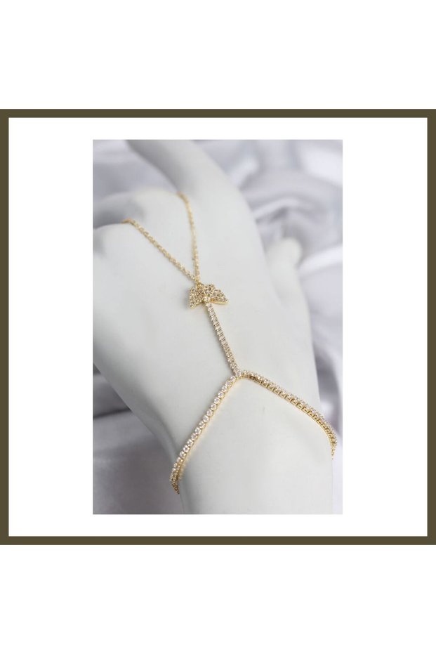 Gold-Colored Brass Shahmeran BX with Zircon Stones in a Butterfly Design