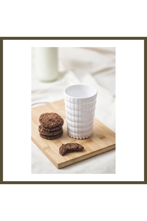 Allegra White Acrylic Cup, Set of 6 | 400 ml | Shatterproof, Not Glass | BX