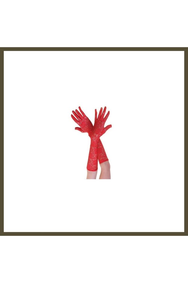 Red, Medium-Sized Lace Gloves BX