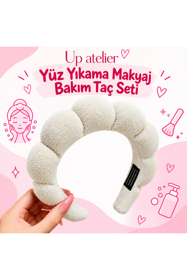 Towel Fabric Curved Face-Washing and Makeup Care Crown Set