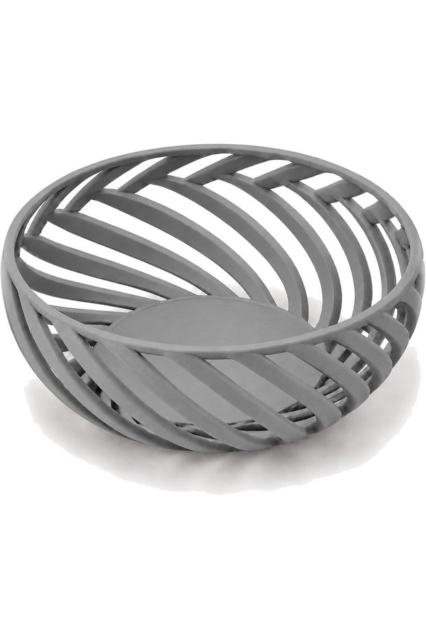 Spiral Lattice Decorative Bowl, 23 cm Modern Geometric Centerpiece for Dining Table, Gray