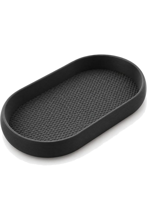 Eyeglasses Tray, Oval Sunglasses and Glasses Holder Dish with Textured Non-Slip Base, Black