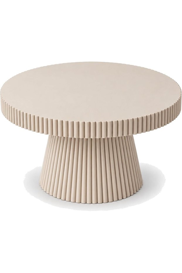 Ribbed Pedestal Tray with Hidden Twist-Lock Compartment 24 cm, Beige