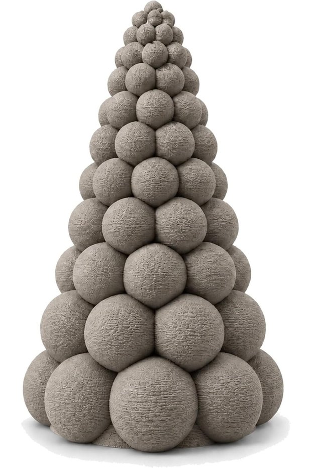Bubble Christmas Tree Figurine 15 cm, Modern Textured Tabletop Tree Decoration for Mantel, Gray