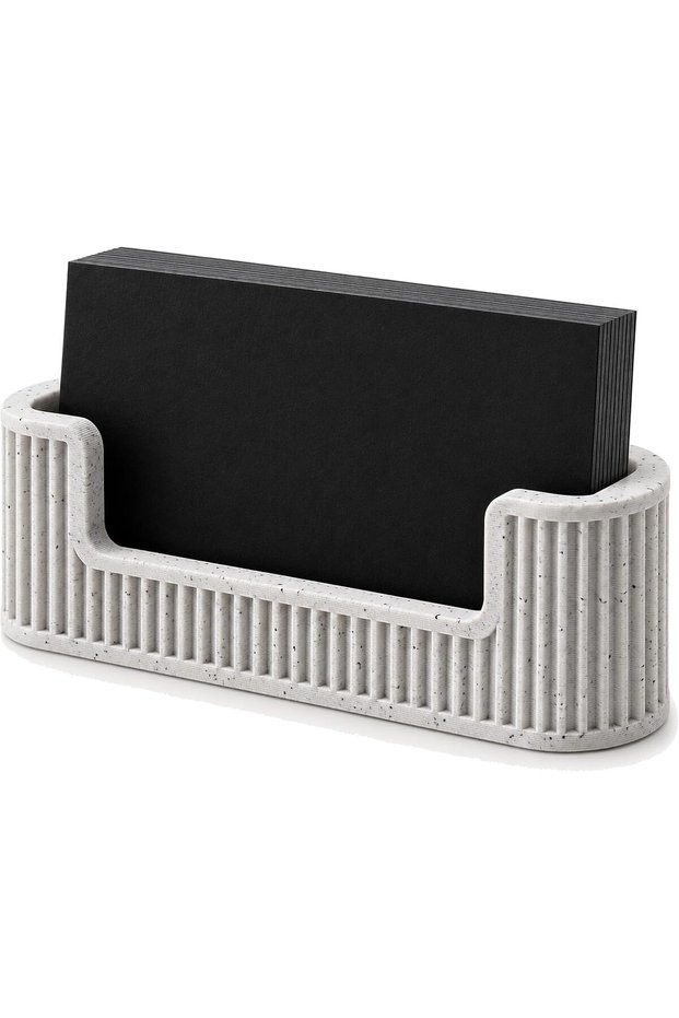 Ribbed Business Card Holder for Desk, Minimalist Card Display Stand for Office and Reception