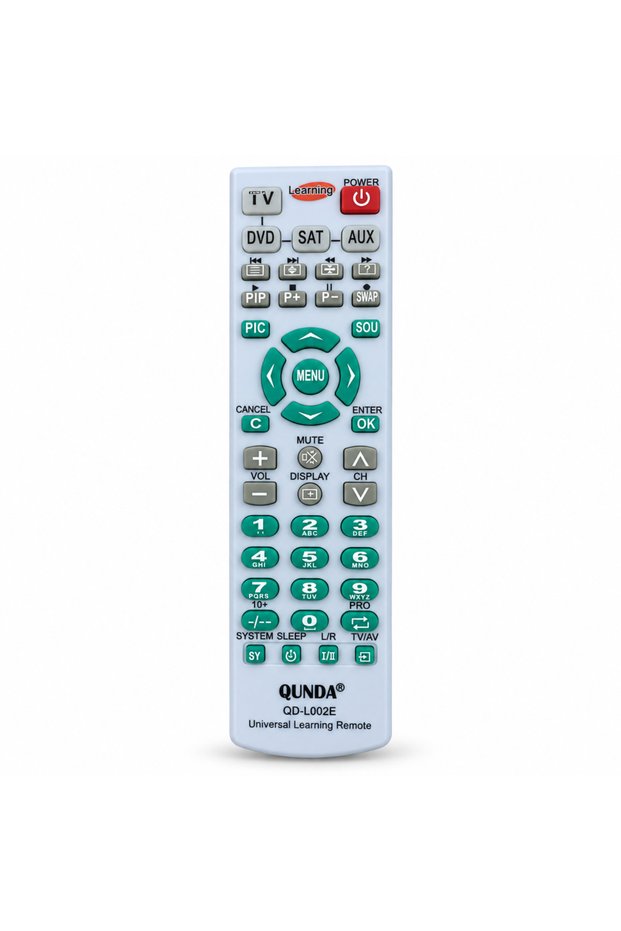 جهاز تحكم عن بعد عالمي متعدد الاستخدامات QUNDA QD-L002E للتلفزيون وأجهزة DVD وSATA وAUX