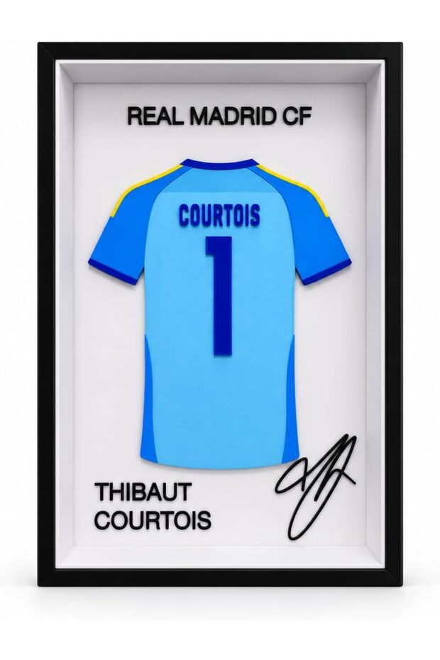 Thibaut Courtois Real Madrid No. 1 Collectible Jersey Frame, 23 x 15 cm