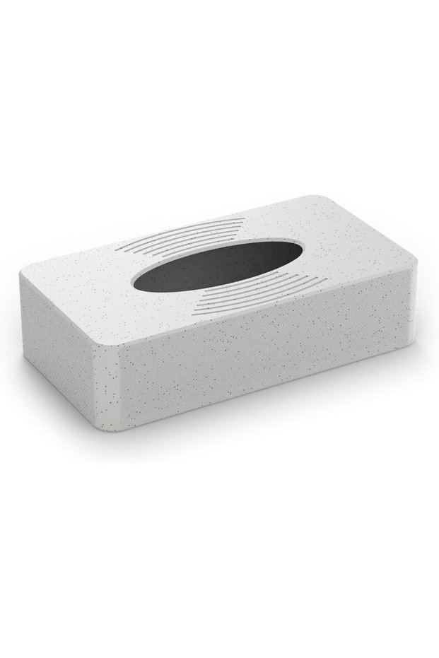 Woven Texture Tissue Box with Slotted Lift-Off Lid, Rectangular Tissue Holder for Loose Tissues