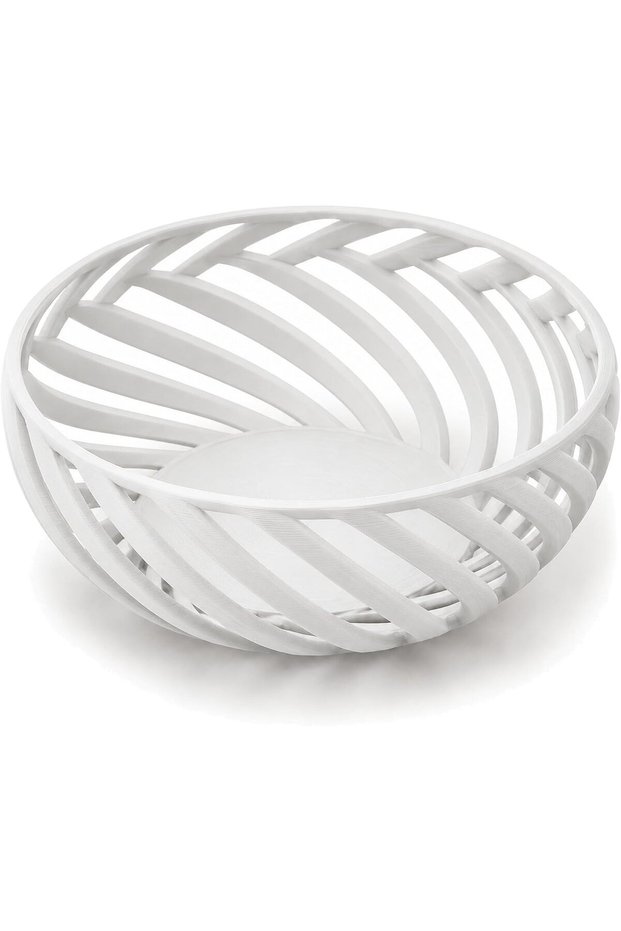 Spiral Lattice Decorative Bowl, 23 cm Modern Geometric Centerpiece for Dining Table, White