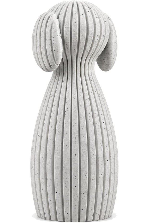 Minimalist Dog Figurine 12.6 cm, Ribbed Modern Statue with Floppy Ears, Home Decor )